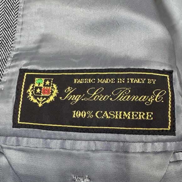 Hart Schaffner Marx Loro Piana 100% Cashmere Blazer Sz 46R Herringbone - Picture 12 of 16
